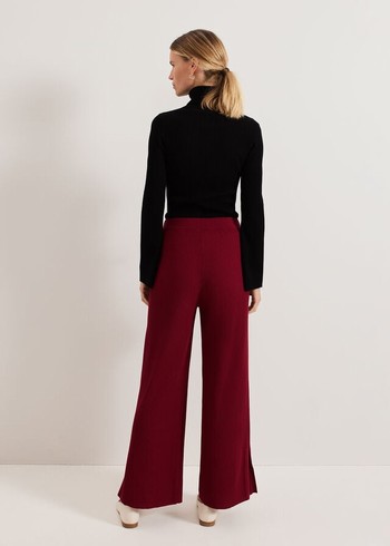 Phase Eight Lori Ribbed Trousers Burgundy Canada | QYJKUS-378